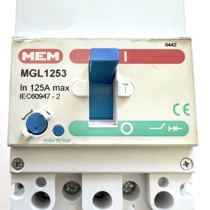 MEM MGL1253 Bill TLG1253 125A 125 Amp 3 Pole Phase MCCB MCB Circuit Breaker